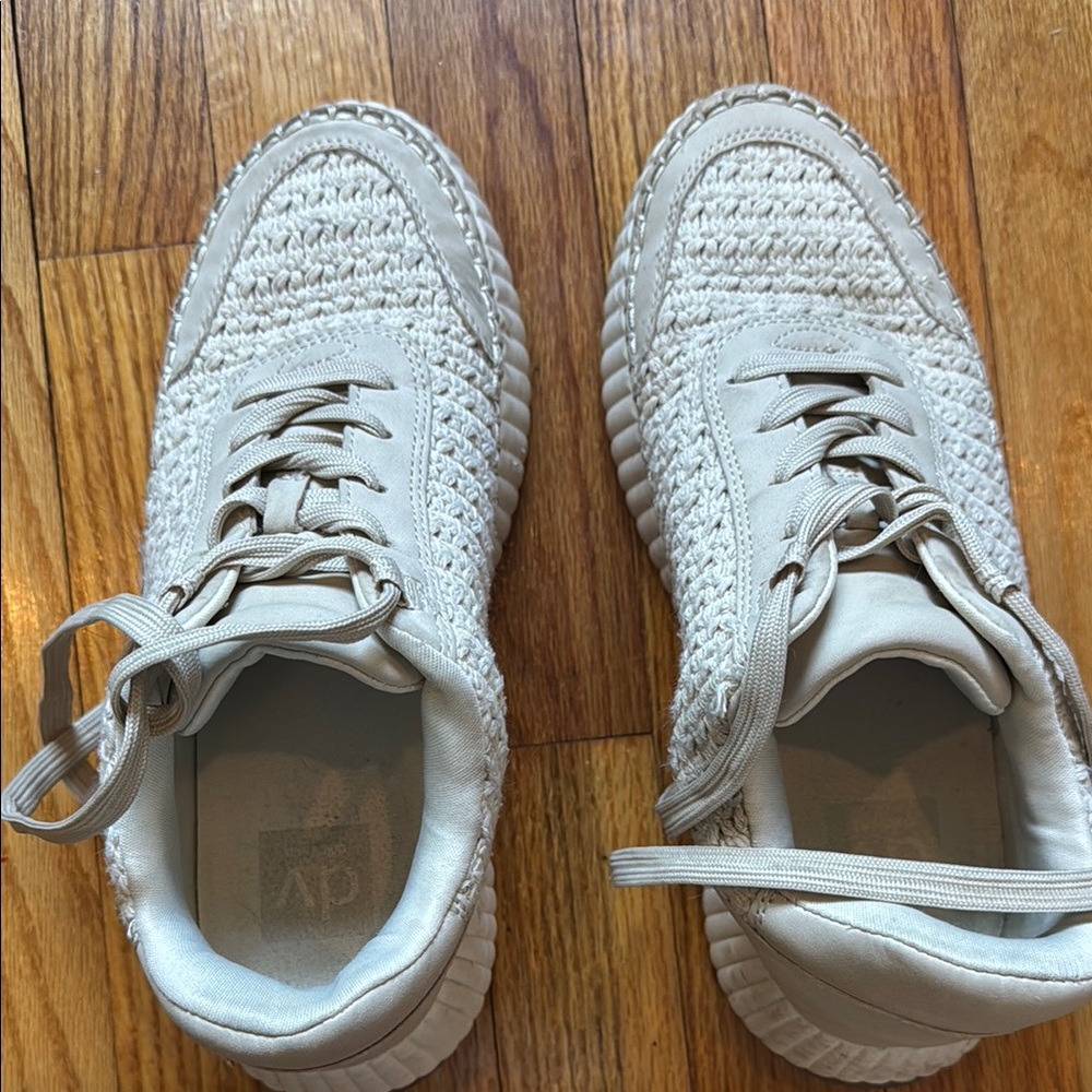 Cream Textured Sneakers
